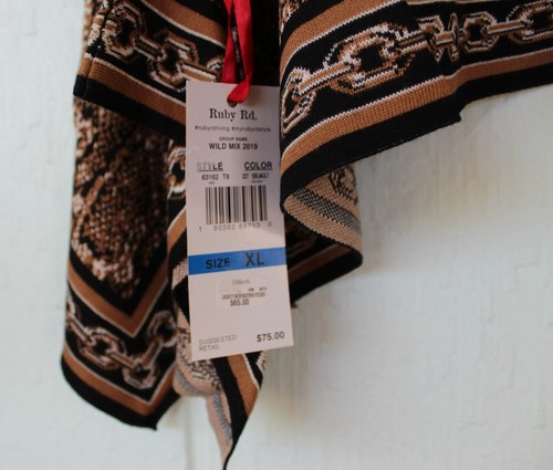 Nuevo con etiquetas Ruby Rd. Cárdigan negro con estampado de serpiente Jacquard frente abierto XL - Imagen 7 de 7