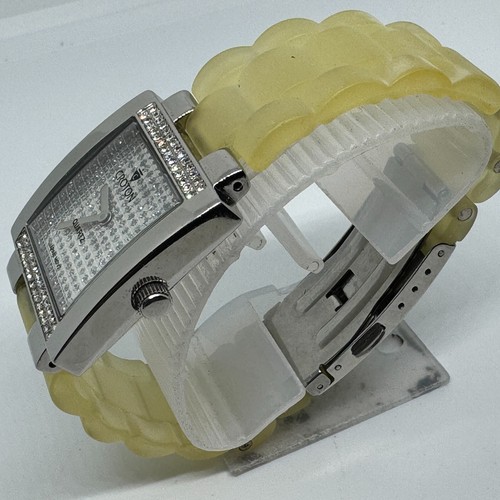 Croton Quartz Watch Unisex Silver Square Rhinestone Japan Movt Analog New Batter - Picture 4 of 6