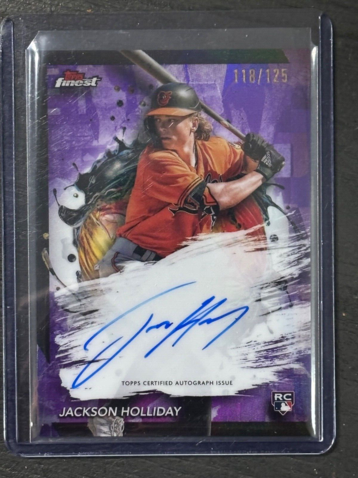 Jackson Holliday AUTO RC /125 2024 Topps Finest PURPLE REFRACTOR Rookie