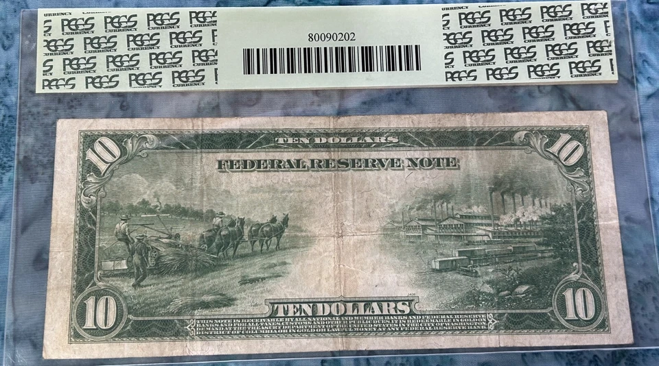 1914 $10 NEW YORK Federal Reserve Note PCGS Fine 15PPQ - Image 2 of 2