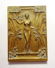 Medal / Bronze Plaque Signed R. Lalique With Decor - Rep. Of Chile - 1810/1910