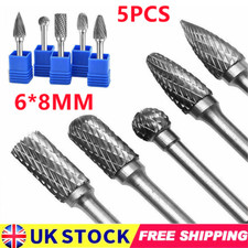 5Pcs 8mm Tungsten Carbide Point Burr Die Grinder Shank Rotary Drill Bits Set UK