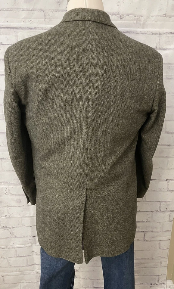 Abrigo deportivo Robert Stock 42L lana pelo camello verde espiga blazer dinero antiguo Foto 4 de 4