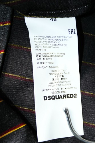 BNWT AW20 DSQUARED2 PREPPY STRIPE PATTERN SHIRT 48 - Picture 10 of 12