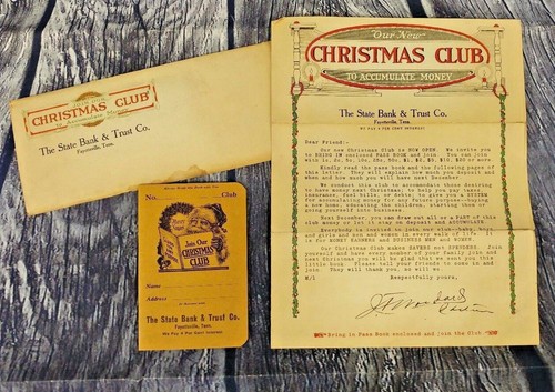 Antique Christmas Club Banking Sealed Packet Book - State Bank Fayetteville, TN