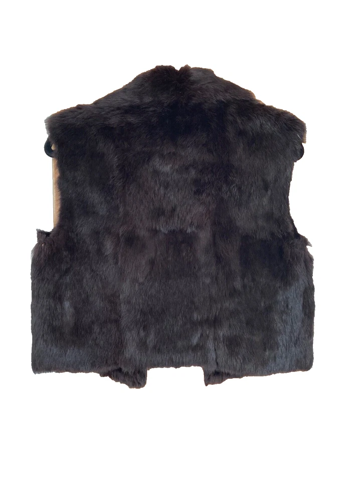 Theory Ethel B 深棕色兔子动物毛皮短保暖背心 S/less 夹克 尺寸 M — 第 2/4 张图片