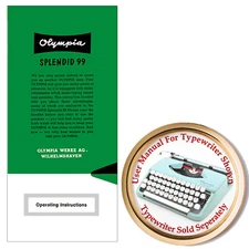 Olympia Splendid 99 Typewriter  Owner's Manual User Manual Instruction Manual