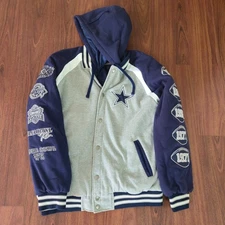 Dallas Cowboys G III Blue Gray Super Bowl Champions Patch Hoodie Jacket XL NFL