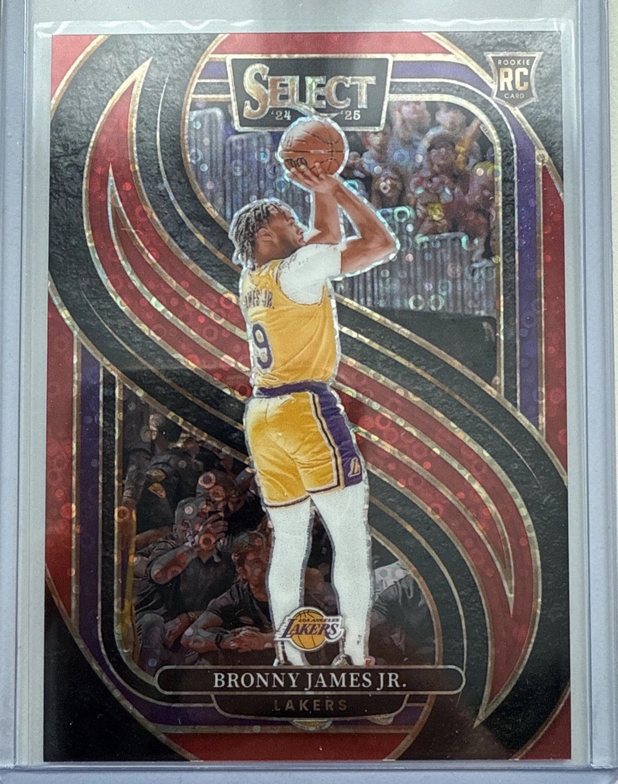 2024-25 Select Bronny James Premier Level Red Disco 9/49 Jersey Number Match