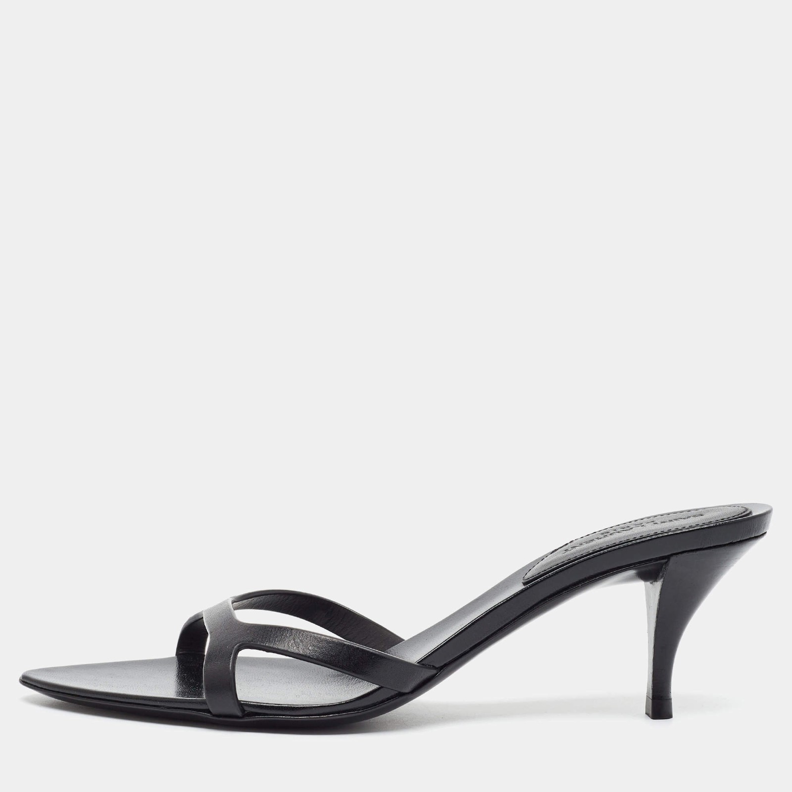 Saint Laurent Carla Size 35 Black Leather Slide Sandals
