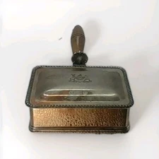 Vintage F.B.Rogers Silver Plated w/Wood Handle Silent Butler Ash Box RARE!
