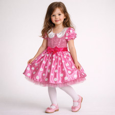 Disney Girl's Minnie Mouse Costume Pink Polka Dot Dress with Bloomers in size 5T