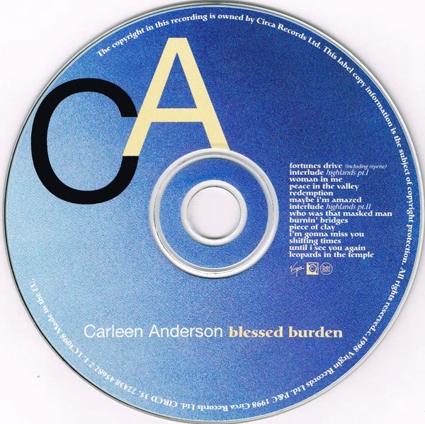 Carleen Anderson – Blessed Burden CD Circa 1998 - Bild 3 von 3
