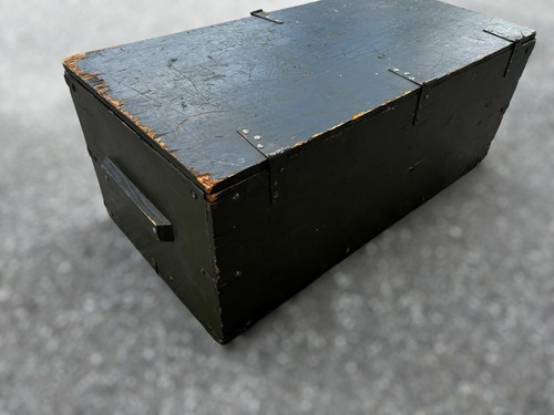 Armadietto piedi baule portaoggetti vintage in legno militare US Army verde! 16x33x13 pollici - Foto 6 di 8