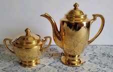 Vintage Warranted 22 Carat Gold Tea Pot & Sug...