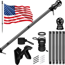 American Flag with Pole for House Outside, Including 5Ft Heavy Duty Flag Aluminu