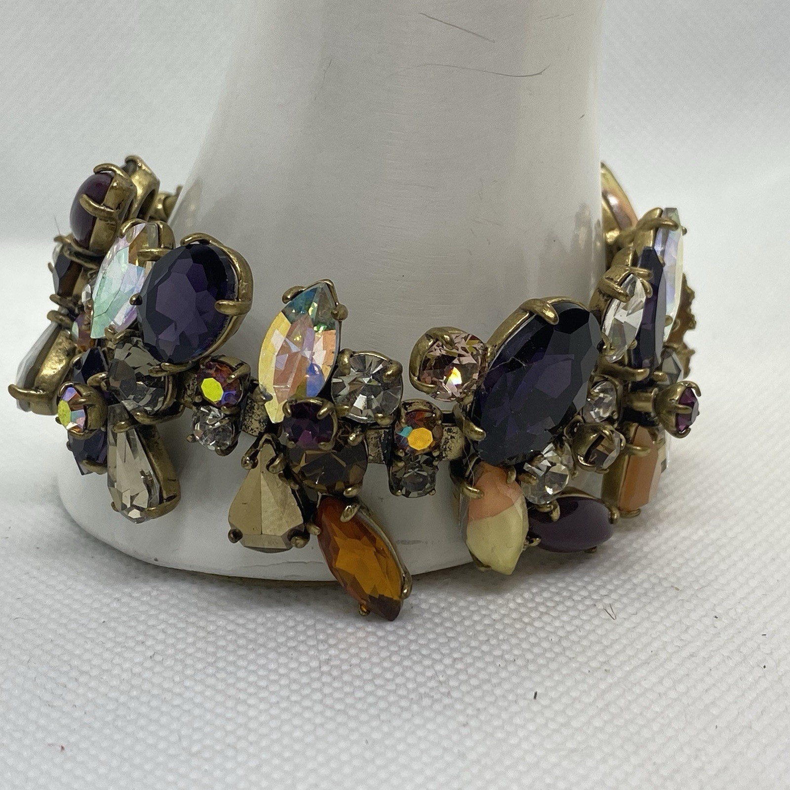 J Crew Statement Bracelet Various Multi-colored F… - image 1