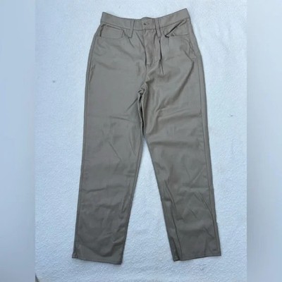Madewell The Perfect Vintage Straight Vegan Leather Jean Size 29 Tan Beige