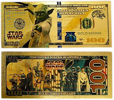 Sammelschein/Science-Fiction/ -YODA -   / Banknoten Design/ Goldfolie