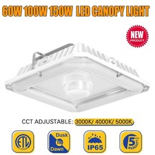 60W 100W 150W LED Canopy Light Outdoor Gas Station Parking Lot Lamp Dusk to Dawn