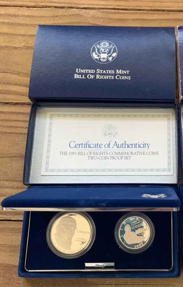 1993 S Bill Of Rights James Madison Set Of 90% Silver Dollar + Half Dollar Clad - Image 3 of 3