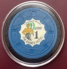 Dunes Casino Chips In Collectible Individual $1 Casino Chips for