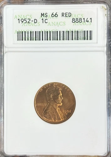 (R168) 1952-D Lincoln Wheat Cent 1c NGC MS67 RD