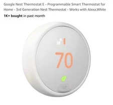 GOOGLE NEST THERMOSTAT E PROGRAMMABLE SMART T4000ES - WHITE