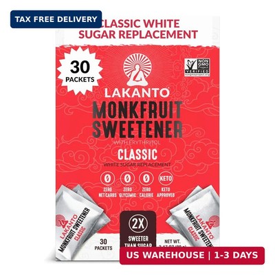 Lakanto Classic Monk Fruit Sweetener with Erythritol Sweetener Packets - White S