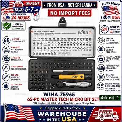 Wiha 75965 65-Piece ESD Master Tech Ratchet MicroBit Set New in Box! From USA 