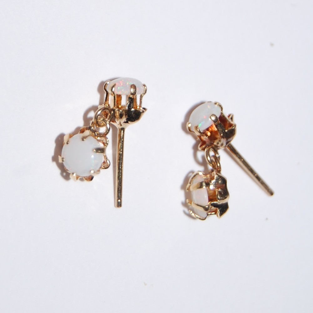 10K Solid Yellow Gold Earrings Dangle Drop Double… - image 4