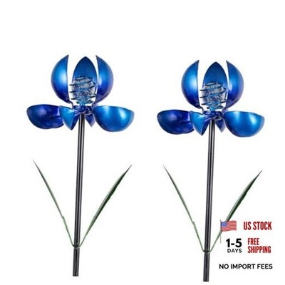 Metal Wind Spinners Outdoor,2Pack Pinwheels for Yard and Garden, Blue
