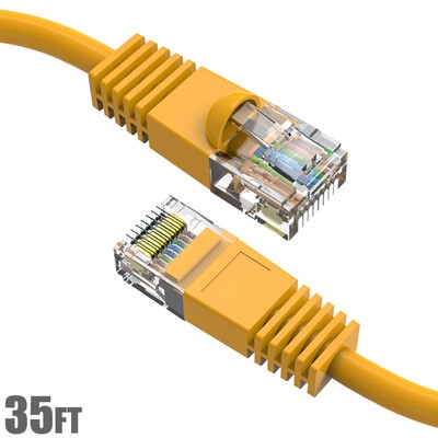 35FT Cat5e RJ45 Network LAN Ethernet UTP Cable Gold 24AWG Copper Wire Yellow