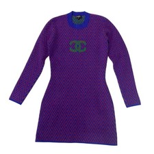 Unused CHANEL Women's COCO Mark Berry Bone Knit Dress P71619 Cashmere