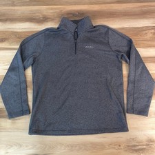 Eddie Bauer Mens XL Tall 1/4 Zip Pullover Sweater TXL Gray Marl Knit Mock Neck
