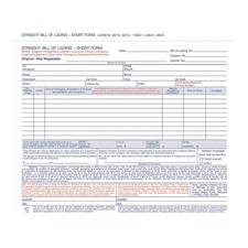 Bill Of Lading Form, Three-Part Carbonless, 8.5 X 7.44, 50 Forms Total