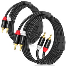 RCA Cables 3.3ft 2 Pack[Hi-Fi Sound, Nylon Braided, Shielded], 2-Male to 2-Ma...