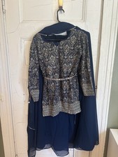 Teal Embroidered Sharara Suit, Indian Bollywood Style, Beautiful Embroidery