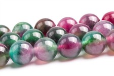 8MM Deep Green  Pink Jade Beads Grade AAA Round Gemstone Loose Beads