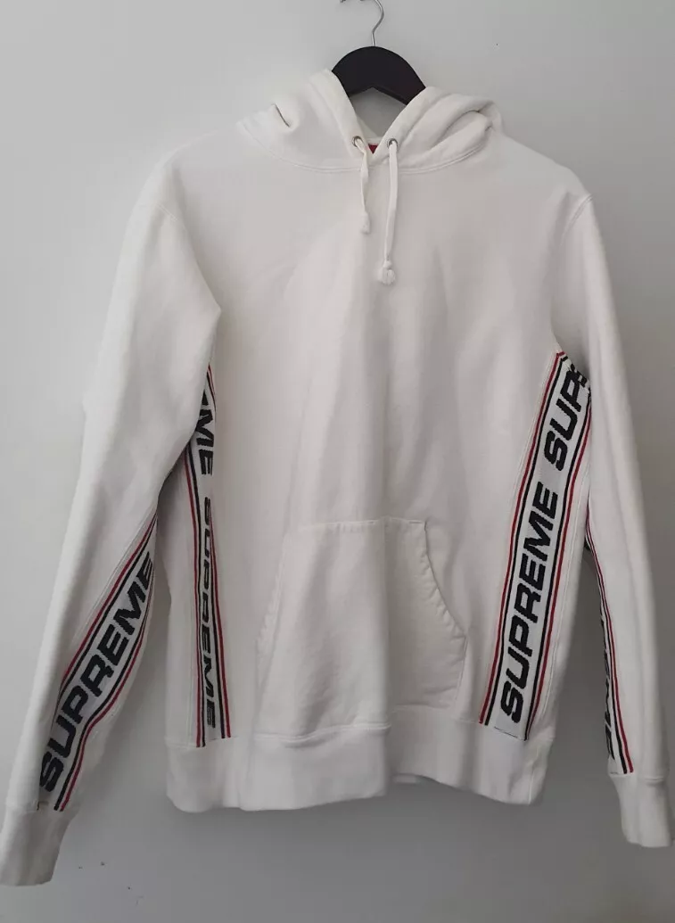 Sweat à capuche côtelé texte suprême FW19 taille M blanc moyen sweat à capuche 