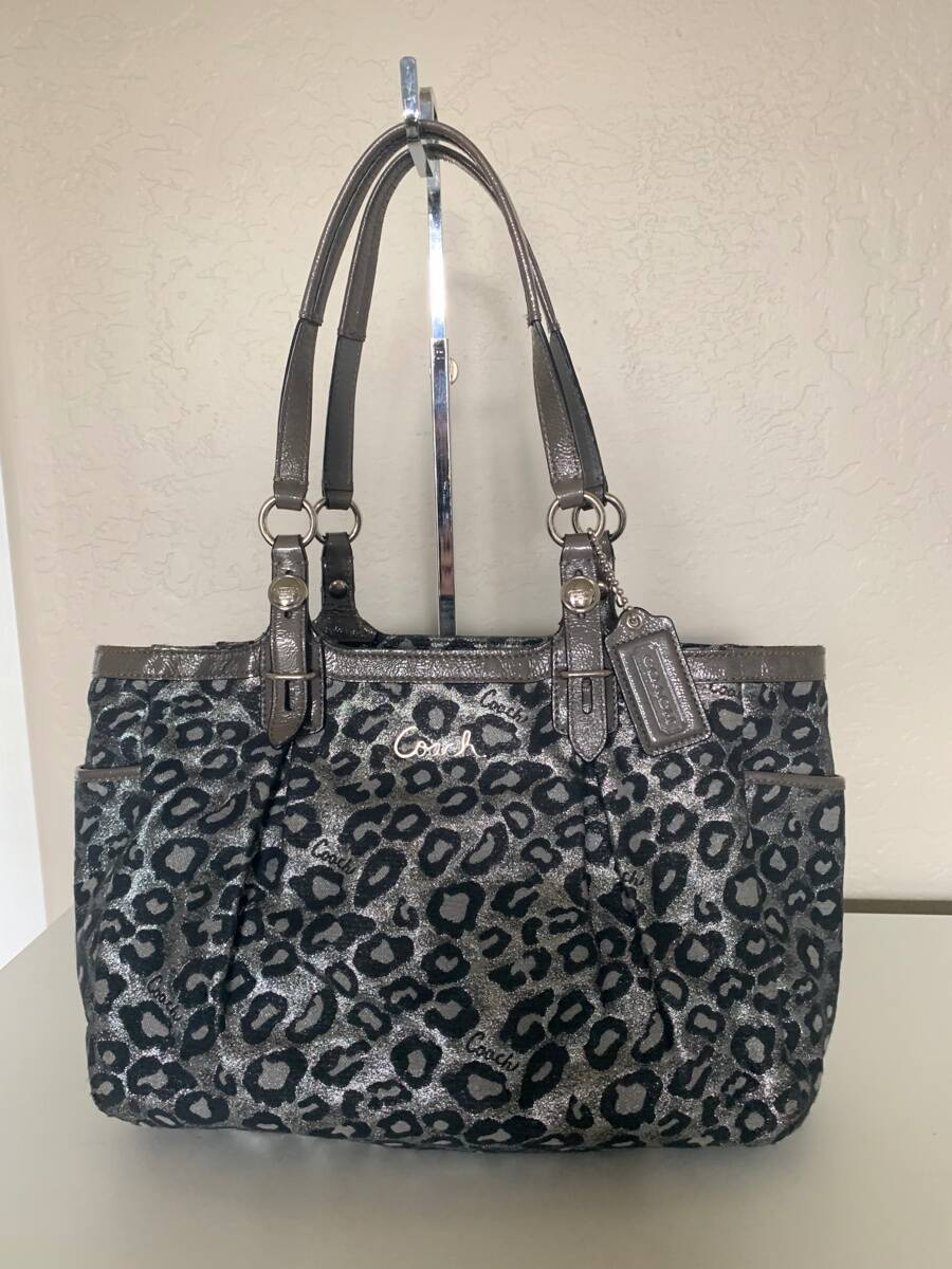 COACH LEOPARD OCELOT PRINT TOTE SHOULDER BAG F15503 BLACK COACH LEOPARD OCELOT PRINT TOTE SHOULDER BAG F15503 BLACK