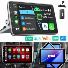 DAB 10" 6+128G Android 14 Carplay Autoradio 8-Kern 1 DIN 360° Drehbar Bildschirm