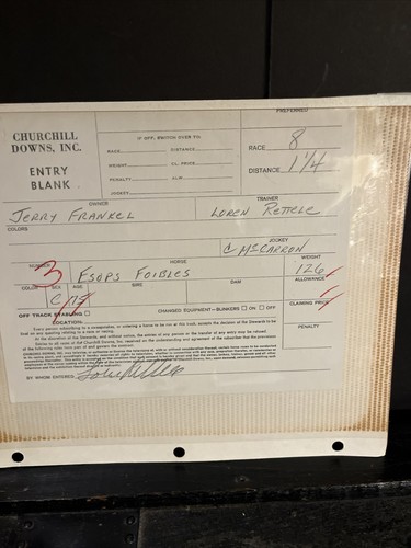 1978 Original Affirmed Kentucky Derby Race Entry Form Program Triple Crown Win - Picture 10 of 11