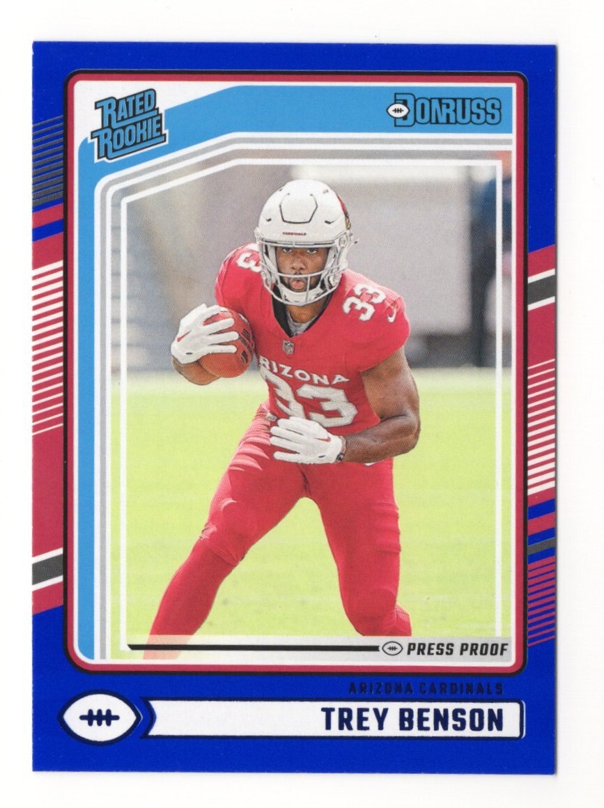 2024 Donruss Trey Benson #326 (RC) Press Proof Blue Arizona Cardinals