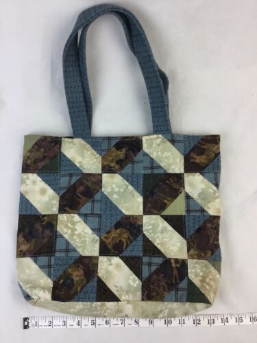 Hand made quilted tote bag Western Horse Mustang theme 14” By 11” open top