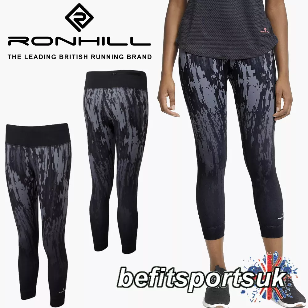 RONHILL RUNNING CROP LEGGINGS WOMENS LADIES MOMENTUM CAPRI DRI GYM TIGHTS  XS 8