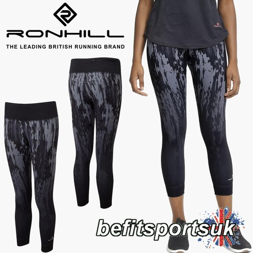 RONHILL RUNNING CROP LEGGINGS WOMENS LADIES MOMENTUM CAPRI DRI GYM