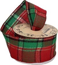Tartan Wired Christmas Tree Ribbon - 2 1/2" x 10 Yards, Classic Red Green Plaid