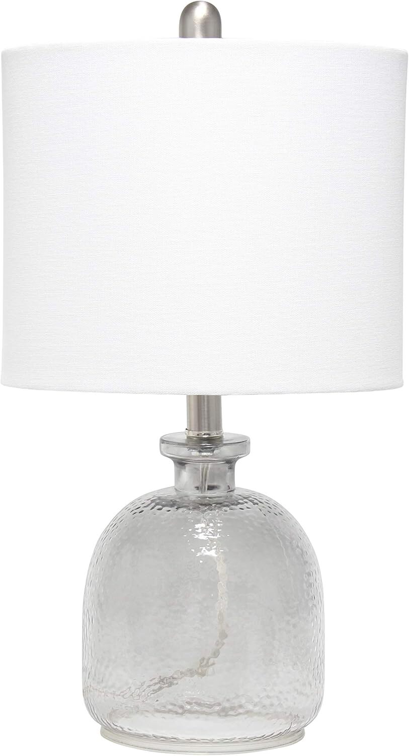 White Textured Glass Table Lamp LT3334-WHT Single Pack