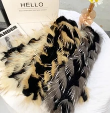 Winter Fur Scarf Women Real Rex Rabbit Warm Neckerchief with Fox Fur Trim